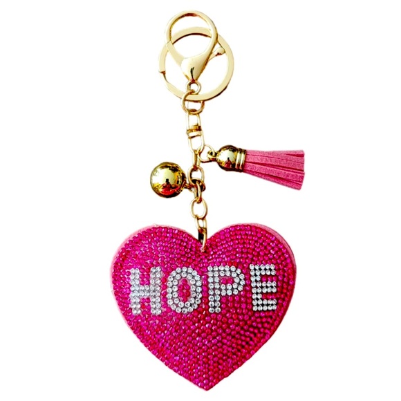 HOPE HEART PUFFY KEYCHAIN/PURSE CHARM - Picture 1 of 1